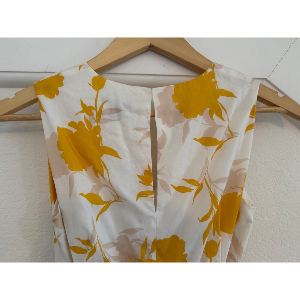 NWT Ann Taylor Floral Belted Dress Womens XXS Petite Cottagecore Cotton Yellow - Picture 7 of 12